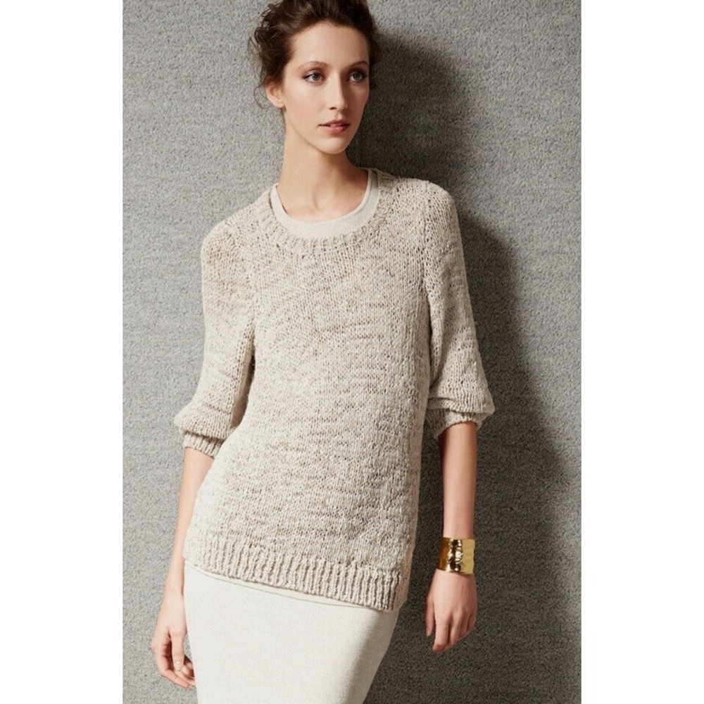 Eileen‎ Fisher women's Long sleeve Open knit oat tunic sweater size XXS
